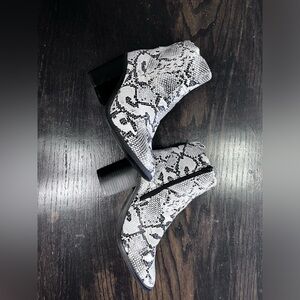 Faux White Snake Skin Boots.